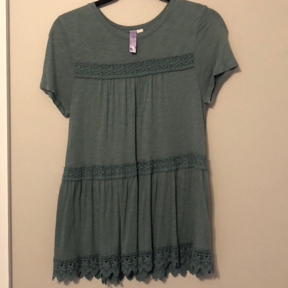 Francesca’s shirt, teal color